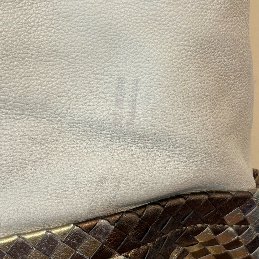 Elliot Lucca Shopper TOTE BAG Purse Large cream Leather Woven Shoulder Handbag - Picture 5 of 13